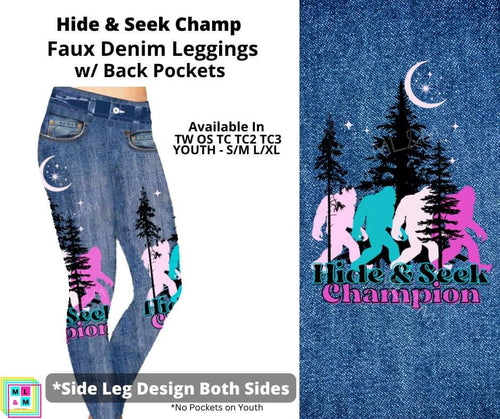Hide & Seek Champ Full Length Faux Denim w/ Side Leg Designs by ML&M