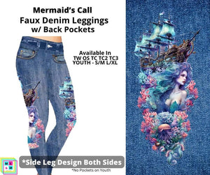 Mermaid's Call Full Length Faux Denim w/ Side Leg Designs by ML&M