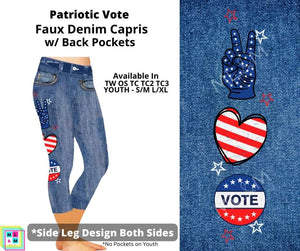 Patriotic Vote Capri Faux Denim w/ Side Leg Designs By ML&M