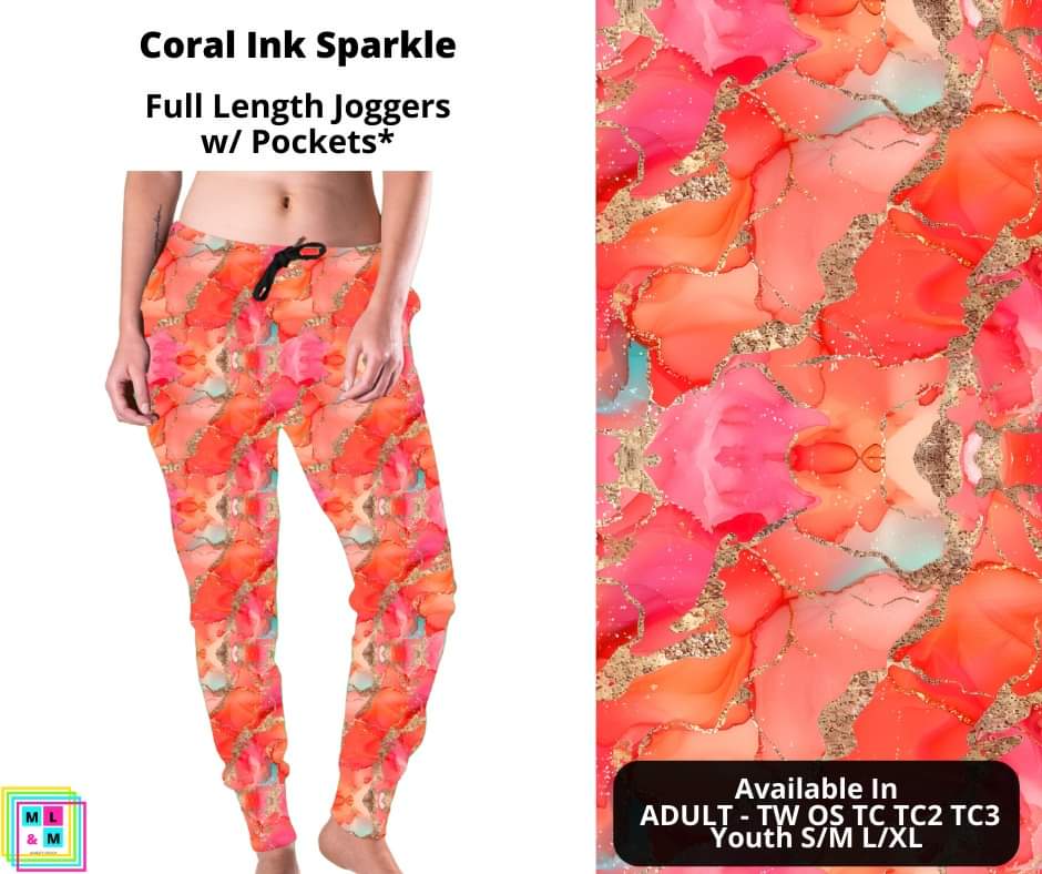 Coral Ink Sparkle Joggers by ML&M