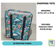 Load image into Gallery viewer, 3D Dolphin Floral Shopping Tote