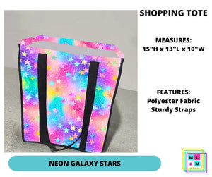 Neon Galaxy Stars Shopping Tote