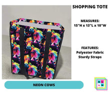 Load image into Gallery viewer, Neon Cows Shopping Tote