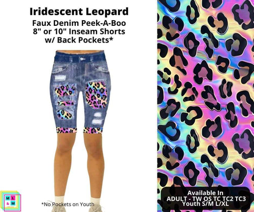 Iridescent Leopard Faux Denim Shorts by ML&M