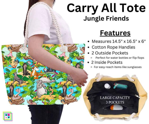 Jungle Friends Carry All Tote w/ Zipper by ML&M