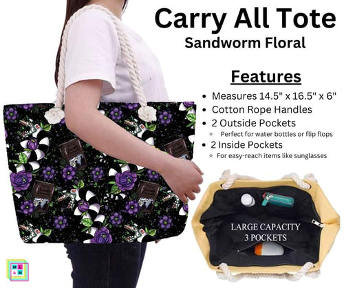 Sandworm Floral Carry All Tote w/ Zipper by ML&M