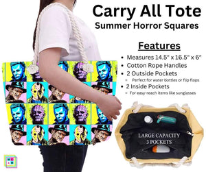 Summer Horror Squares Carry All Tote w/ Zipper by ML&M