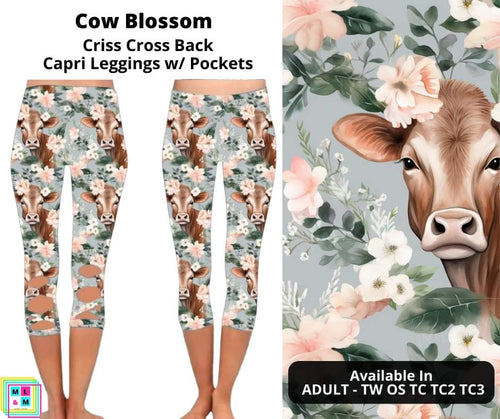 Cow Blossom Criss Cross Capri w/ Pockets by ML&M