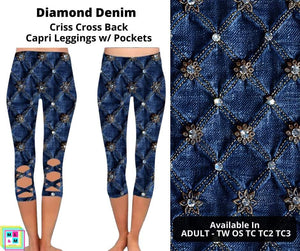 Diamond Denim Criss Cross Capri w/ Pockets by ML&M