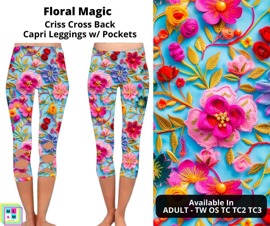 Floral Magic Criss Cross Capri w/ Pockets by ML&M