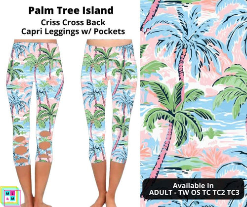 Palm Tree Island Criss Cross Capri w/ Pockets by ML&M
