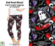 Load image into Gallery viewer, Red Pool Ghoul Capri Length Leggings w/ Pockets by ML&amp;M