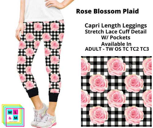 Rose Blossom Plaid Lace Cuff Capris w/ Pockets by ML&M