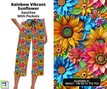 Load image into Gallery viewer, Rainbow Vibrant Sunflower Capri Gauchos