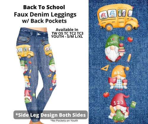 Back To School Full Length Faux Denim w/ Side Leg Designs by ML&M