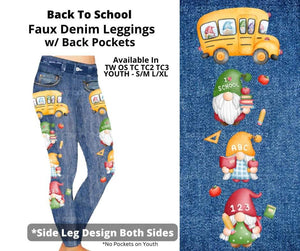 Back To School Full Length Faux Denim w/ Side Leg Designs by ML&M