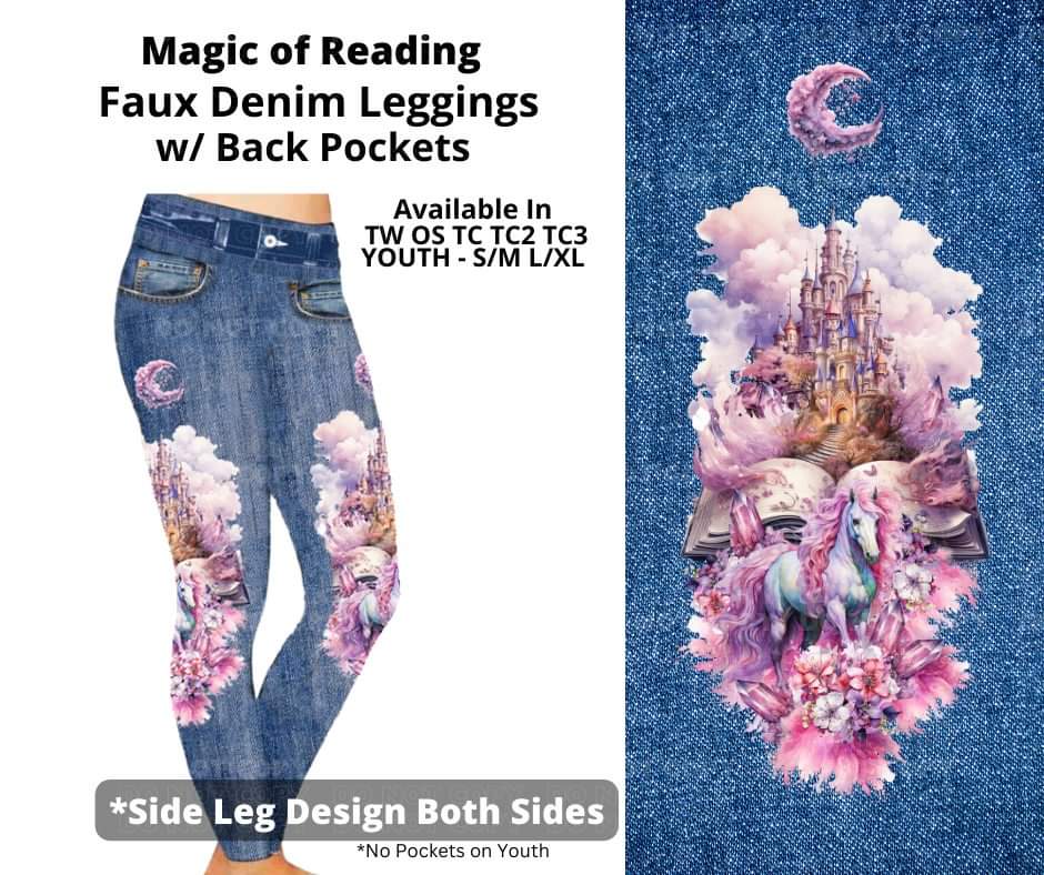 Magic of Reading Full Length Faux Denim w/ Side Leg Designs by ML&M