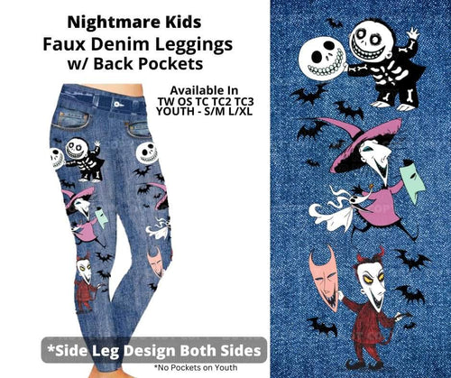 Nightmare Kids Full Length Faux Denim w/ Side Leg Designs by ML&M