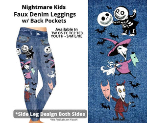 Nightmare Kids Full Length Faux Denim w/ Side Leg Designs