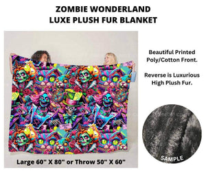 Preorder by ML&M! Closes 7/4. ETA Sept. Zombie Wonderland Luxe Plush Fur Blanket 2 Sizes