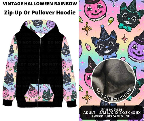 Preorder by ML&M! Closes 7/8. ETA Sept. Vintage Halloween Rainbow Zip-Up or Pullover Hoodie