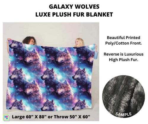 Preorder! Closes 7/4. ETA Sept. Galaxy Wolves Luxe Plush Fur Blanket 2 Sizes