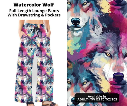 Watercolor Wolf Full Length Lounge Pants by ML&M