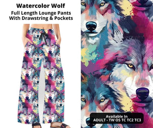 Watercolor Wolf Full Length Lounge Pants by ML&M