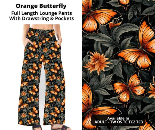 Orange Butterfly Full Length Lounge Pants by ML&M