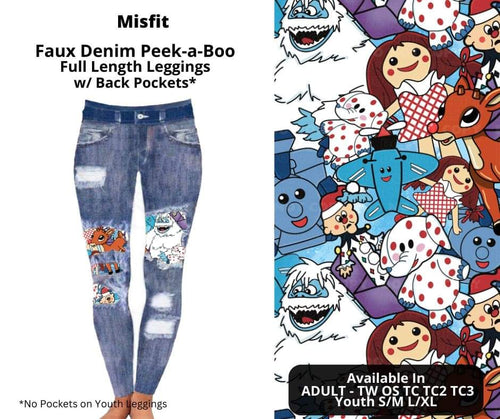 Misfit Faux Denim Full Length Peekaboo Leggings by ML&M