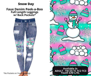 Snow Day Faux Denim Full Length Peekaboo Leggings by ML&M