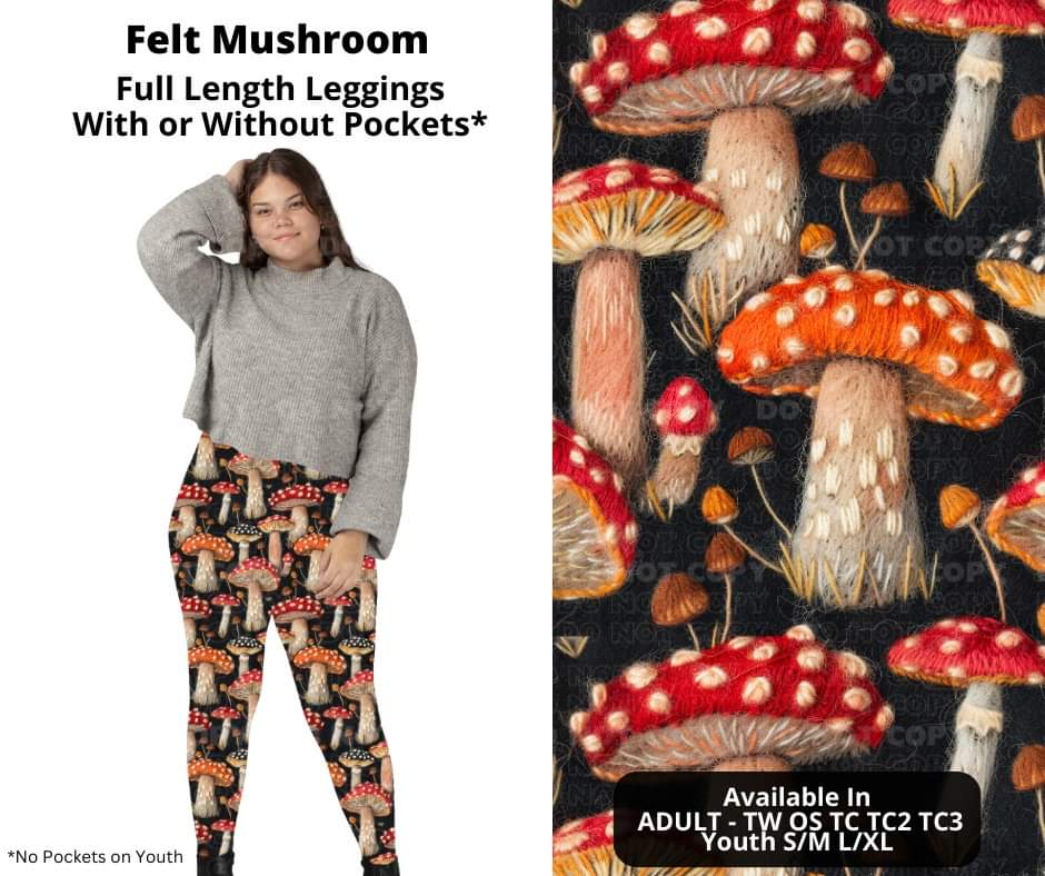 Felt Mushroom Full Length Leggings w/ Pockets by ML&M