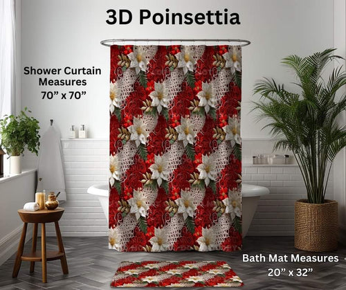 3D Poinsettia Custom Bath Mat