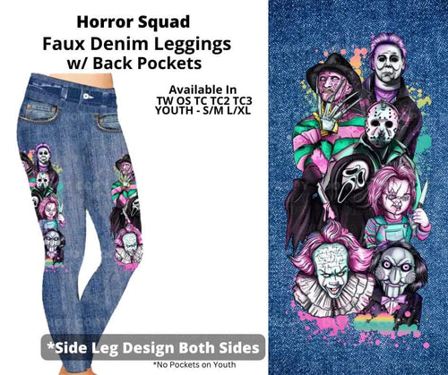 Horror Squad Full Length Faux Denim w/ Side Leg Designs