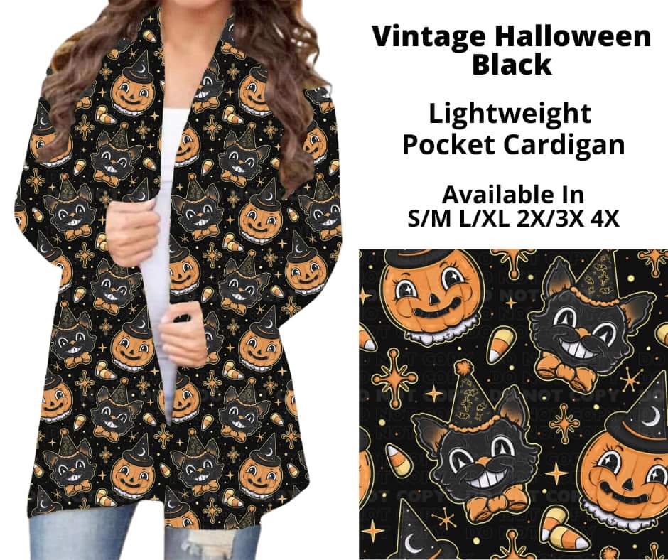 Vintage Halloween Black Pocket Cardigan