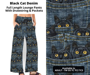 Preorder! Closes 11/6. ETA Jan. Black Cat Denim Full Length Lounge Pants