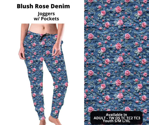 Preorder! Closes 11/6. ETA Jan. Blush Rose Denim Joggers