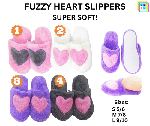 Fuzzy Heart Slippers
