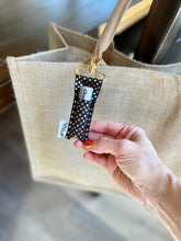 Load image into Gallery viewer, Gold Dots on Navy LippyClip® Lip Balm Holder