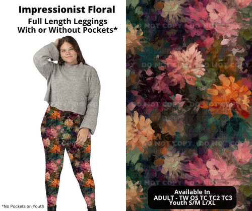 Preorder! Closes 11/11. ETA Jan. Impressionist Floral Full Length Leggings w/wo Pockets