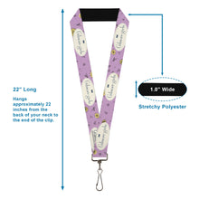 Load image into Gallery viewer, Lanyard - 1.0" - GILMORE GIRLS Title Logo and Flower Petals Lavender/White/Blue