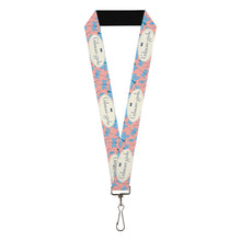Load image into Gallery viewer, Lanyard - 1.0" - GILMORE GIRLS Dragon Flies Scattered and Title Logo Pink/White/Blues