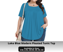 Load image into Gallery viewer, Preorder! Closes 10/30. ETA Jan. Lake Blue Modern Pleated Tunic Top