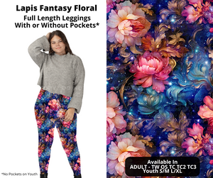 Preorder! Closes 11/11. ETA Jan. Lapis Fantasy Floral Full Length Leggings w/wo Pockets