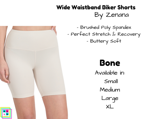 Wide Waistband Biker Shorts - Bone