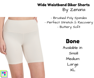 Wide Waistband Biker Shorts - Bone
