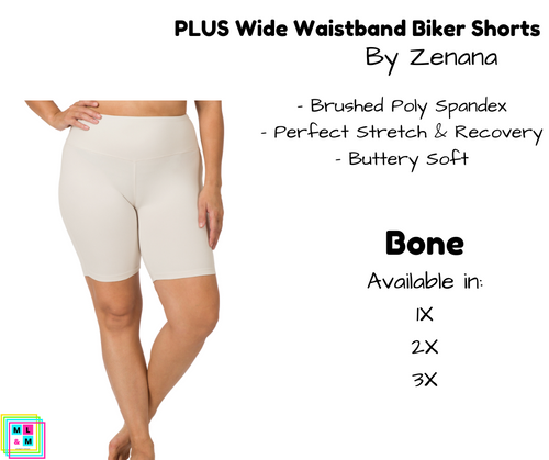 PLUS Wide Waistband Biker Shorts - Bone
