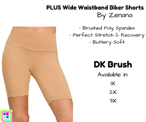 PLUS Wide Waistband Biker Shorts - DK Brush