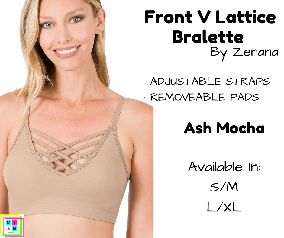 Front V Lattice Bralette - Ash Mocha