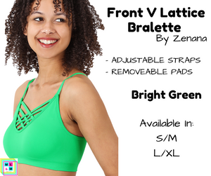 Front V Lattice Bralette - Bright Green